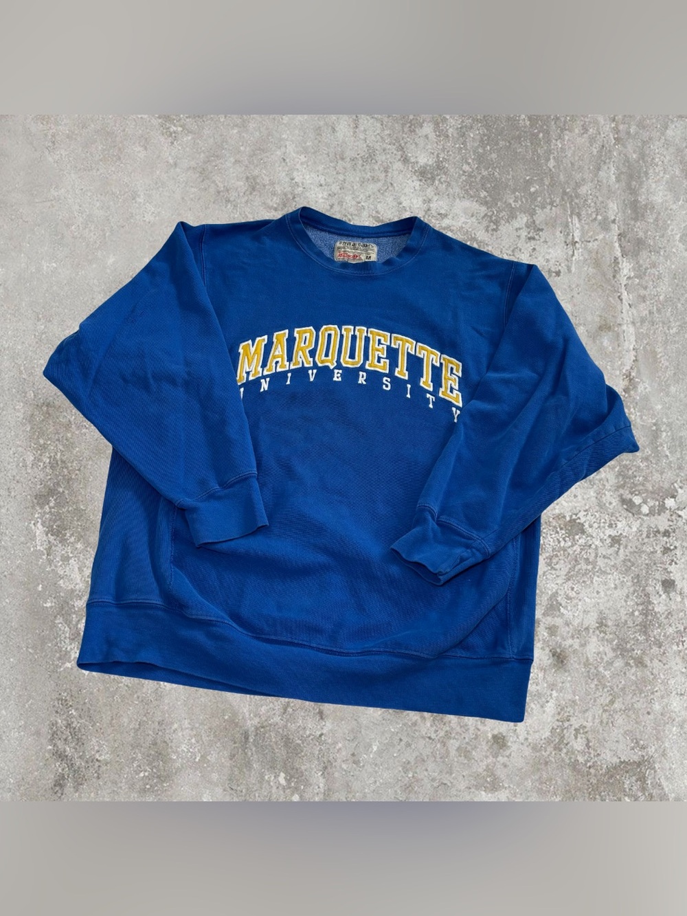 Vintage 90s Marquette University Blue & Yellow Embroidered Sweatshirt
